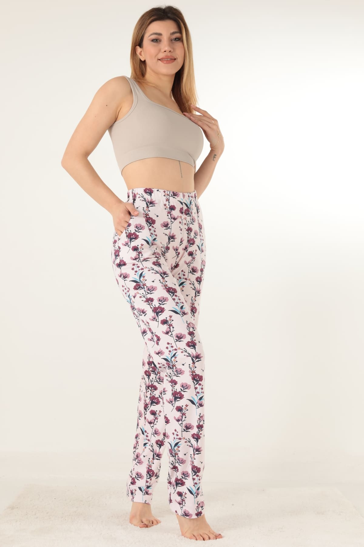 Bayan Çiçek Desenli Pijama Altı Doremi 002-001025