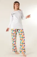 Bayan Pijama Takımı Miorre 001-015133 Beyaz detay görünüm