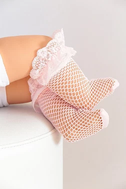 Daymod Bebek Pesca File Dantelli Dizaltı Çorap Pembe Daymod D2223017
