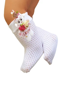 Daymod Bebek Romina File Bebekli Dizaltı Çorap Beyaz Daymod D2223011 - Alternatif Görünüm