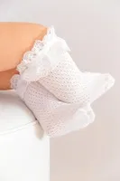 Bebek Romina File Dantelli Dizaltı Çorap Beyaz Daymod D2223012 Beyaz farklı açı