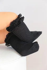 Daymod Bebek Romina File Dantelli Dizaltı Çorap Siyah Daymod D2223012