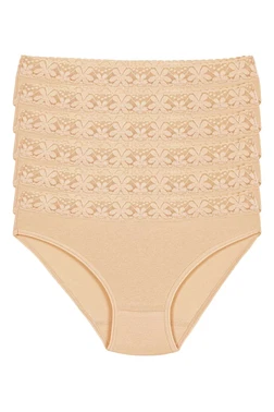 Yıldız Çamaşır Beli Dantelli Ten 6'lı Paket Likralı Kadın Bikini Külot Yıldız 3527