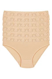 Yıldız Çamaşır Beli Dantelli Ten 6'lı Paket Likralı Kadın Bikini Külot Yıldız 3527