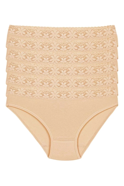 Beli Dantelli Ten 6'lı Paket Likralı Kadın Bikini Külot Yıldız 3527