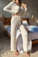 Açık Bej Konforlu Ev Giyim Pijama Takımı Bella Notte 7050 Açik Bej görsel 4