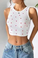 Bella Notte Beyaz Mini Kalp Baskılı Pinterest Model Atlet A-7503 Beyaz