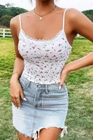 Beyaz Minimalist Kırmızı Lale Desenli Askılı Atlet Bella Notte A-7502 Beyaz