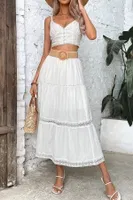 Beyaz Müslin Kumaş Uzun Etek Bella Notte ETK-8500 Beyaz görsel 4