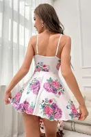 Beyaz Pırıltı Çiçekli Askılı Mini Gecelik Bella Notte 15626 Beyaz detay görünüm