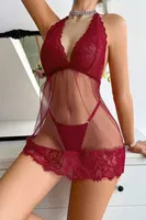 Bordo Boyundan Bağlamalı Gecelik Bella Notte 15618 farklı açı