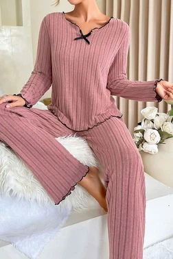 Bella Notte Gül Kurusu Uzun Kollu Pamuklu Pijama Takımı Bella Notte 7067 - Alternatif Görünüm