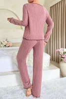 Gül Kurusu Uzun Kollu Pamuklu Pijama Takımı Bella Notte 7067 Gül Kurusu görsel 4