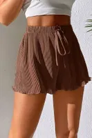 Fitilli Kahverengi Bol Kesim Şort Etek Bella Notte 7561 Kahverengi detay görünüm