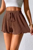 Fitilli Kahverengi Bol Kesim Şort Etek Bella Notte 7561 Kahverengi görsel 4