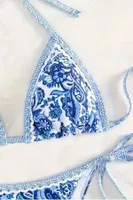 Bella Notte Mavi Desenli Üçgen Bikini Set M-9003 Mavi farklı açı