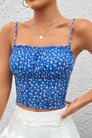 Çiçekli Büzgülü Askılı Kadın Crop Bella Notte 5504 Saks farklı açı
