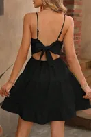 Askılı Sırt Dekolteli Yazlık Siyah Elbise Bella Notte 5500 Siyah görsel 4
