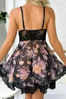 Siyah Desenli Mini Gecelik Bella Notte 15700 Siyah görsel 4