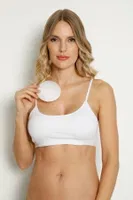 Beyaz 2li Bambu İp Askılı Pedli Crop Atlet Arma Yıldız 3709 - 2 ADET Beyaz
