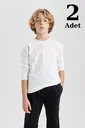 Beyaz 2li Erkek Çocuk Badi Uzun Kollu Tişört Arma Yıldız 5538 - 2 ADET