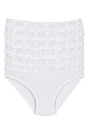 Yıldız Çamaşır Beyaz 6'lı Paket Likralı Beli Dantelli Kadın Bikini Külot Yıldız 3526