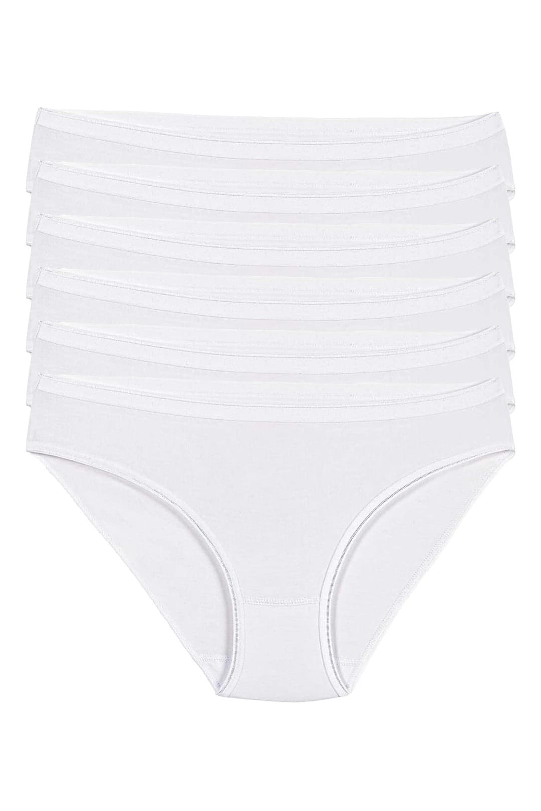 Beyaz 6'lı Paket Likralı İz Yapmaz Kadın Bikini Külot Yıldız 3725