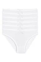 Beyaz 6'lı Paket Likralı Viscon Kadın Bikini Külot Yıldız 3555 Beyaz