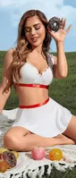 Beyaz Fırfır Etekli Seksi Mini Elbise Jesica Bella E-00131 Beyaz farklı açı