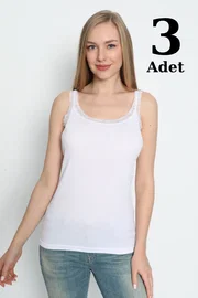 Arma Yıldız Beyaz İnce Askılı Dantelli Atlet 3lü Paket Arma Yıldız 3362 - 3 ADET