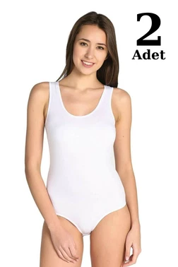 Arma Yıldız Beyaz Likra Geniş Askılı Çıtçıtlı Body 2li Paket Arma Yıldız 3338 - 2 ADET