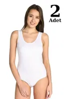 Beyaz Likra Geniş Askılı Çıtçıtlı Body 2li Paket Arma Yıldız 3338 - 2 ADET Beyaz