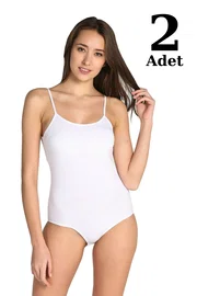 Arma Yıldız Beyaz Likra İp Askılı Çıt Çıtlı Body 2li Paket Arma Yıldız 3336 - 2 ADET