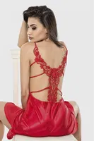 Bihter Kırmızı Uzun Saten Gecelik Ahu 7046 Kırmızı detay görünüm