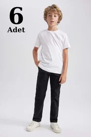 Arma Yıldız Bisiklet Yaka 6li Paket Beyaz Erkek Çocuk Tişört Kısa Kollu Arma Yıldız 5505 - 6 ADET