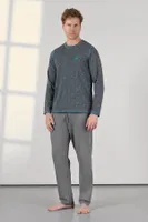 Bisiklet Yaka Erkek Gri Desenli Pijama Takımı Doreanse 25K4545