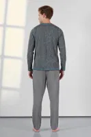 Bisiklet Yaka Erkek Gri Desenli Pijama Takımı Doreanse 25K4545 detay görünüm