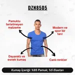 Bisiklet Yaka Saks Erkek T-shirt Darkzone DZN8505 detay görünüm