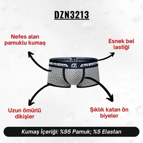Darkzone Biyeli Desenli Gri Erkek Boxer Darkzone DZN3213 - Alternatif Görünüm