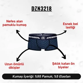 Darkzone Biyeli Desenli Lacivert Erkek Boxer Darkzone DZN3218 - Alternatif Görünüm