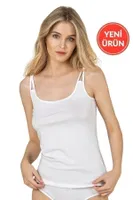 Biyeli Modal Kumaş Esnek Rahat İp Askılı Kadın Atlet Özkan 26765  Beyaz