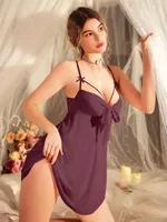 Bordo Askılı Britli Fantezi Gecelik Pink Night 3883 Bordo