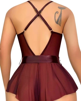 Bordo Fantezi Babydoll Lily Bianca 1012 - Alternatif Görünüm