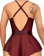 Bordo Fantezi Babydoll Lily Bianca 1012 Bordo detay görünüm