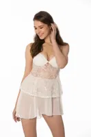 Asimetrik Kesim Çapras Askılı Saten Dantelli Gecelik Pierre Cardin 645 Ekru görsel 8