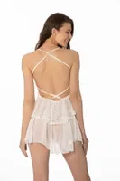 Asimetrik Kesim Çapras Askılı Saten Dantelli Gecelik Pierre Cardin 645 Ekru görsel 6