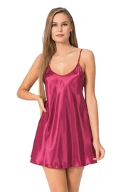 Ahu Lingerie Bordo Kısa Saten Gecelik Ahu Primoda 8093