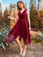 Bordo Seksi Uzun Elbise Pink Night 5543 Bordo