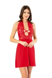 Kota Boyundan Bağlı Çapraz Göğüs Dekolteli Dantelli Gecelik Külot Takımı Kota 6395