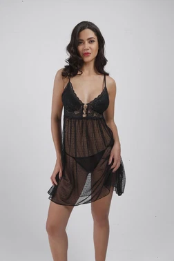 Büşra Balensiz Dantelli Desteksiz Gecelik Büşra 700 - Alternatif Görünüm